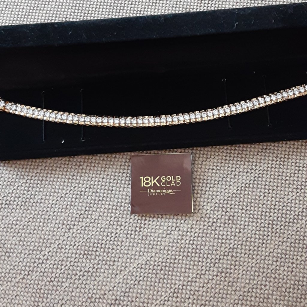 Diamonique 18k Gold Clad Tennis Bracelet